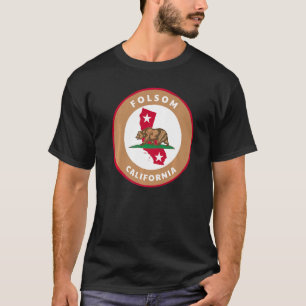 Folsom California Ca Flag And Bear Vacation Souven T-Shirt