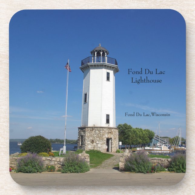 Fond Du Lac Lighthouse set of 6 plastic coasters (Front)