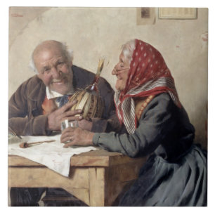 Fond Memories (oil on canvas) Ceramic Tile