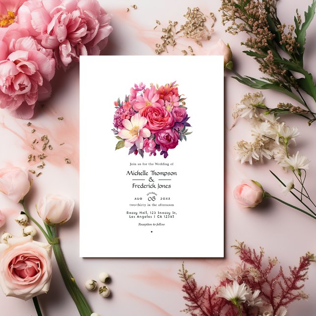 Fondant Pink Floral Wedding Invitation (Creator Uploaded)