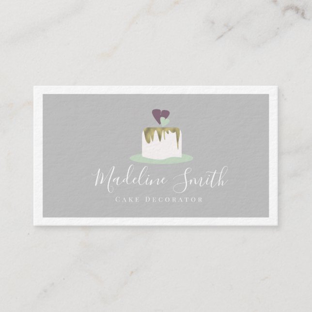Fondant Wedding Cake Decorator Faux Gold  Business Business Card (Front)