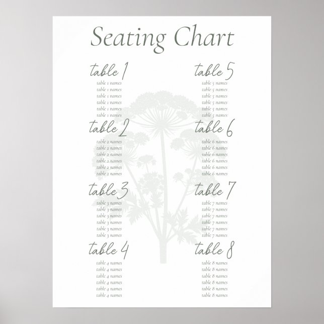FONDNESS | Wedding Seating Chart Poster (Front)