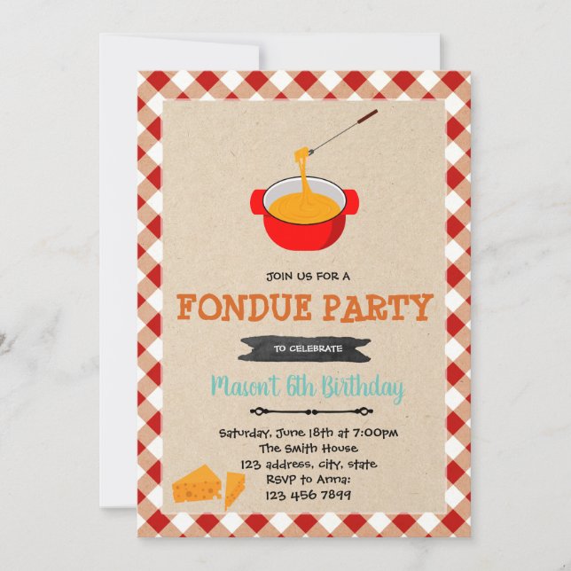 Fondue cheese party invitation (Front)