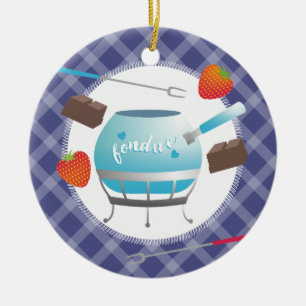 Fondue chocolate strawberries Christmas ornament