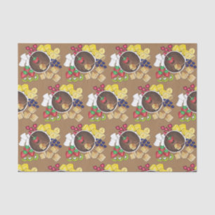 Fondue Fruit Cake Berries Marshmallow Dessert Food Tissue Paper