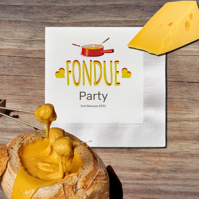 Fondue hearts and pot  - party napkin (Creator Uploaded)