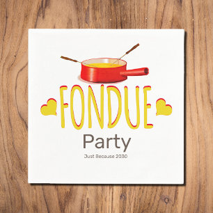 Fondue hearts and pot  - party napkin