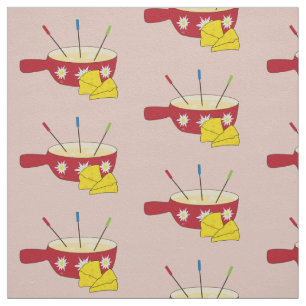 Fondue Pot and Swiss Cheese Doodle Fabric