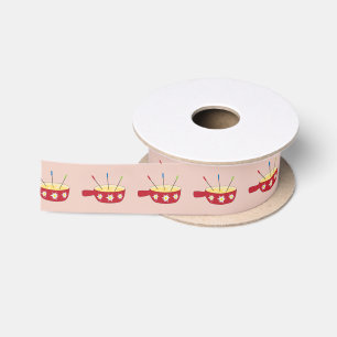 Fondue Pot Pattern Ribbon Satin Ribbon