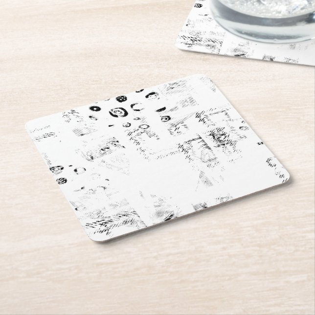  font, music, monochrome, circle, pattern, monochr square paper coaster (Angled)