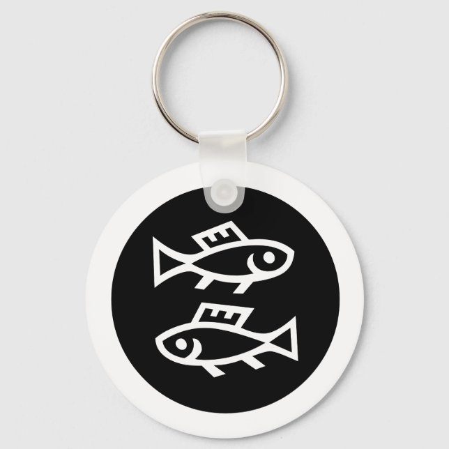 Font Zodiac: PISCES + your Colours & Ideas Key Ring (Front)