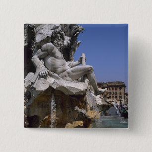 Fontana dei Quattro Fiumi, Piazza Navona, Rome, 15 Cm Square Badge