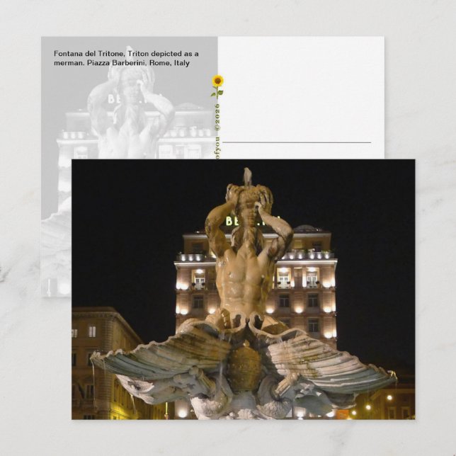 Fontana del Tritone, Rome, Italy  -  Postcard (Front/Back)