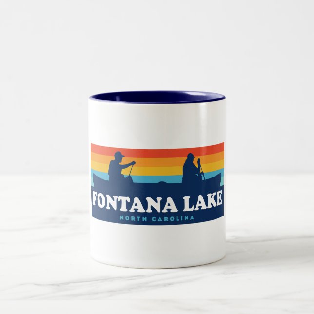 Fontana Lake North Carolina Canoe Two-Tone Coffee Mug (Center)