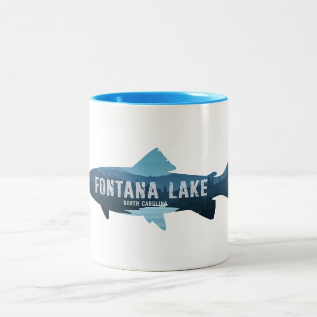 Fontana Lake North Carolina Fish Two-Tone Coffee Mug (Center)