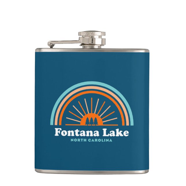 Fontana Lake North Carolina Rainbow Hip Flask (Front)