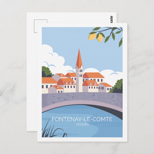 Fontenay le comte Famous Travel Place Illustration Postcard (Front/Back)