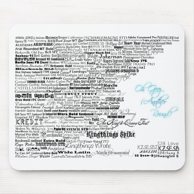 Fonts 2 mouse pad (Front)