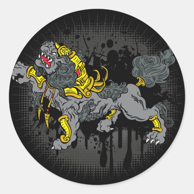 Foo Dog Classic Round Sticker (Front)