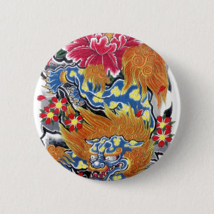 Foo Dog & Sakura 6 Cm Round Badge