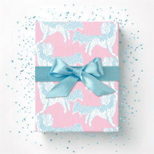 Foo Dog Waltz in Pink and Aqua Wrapping Paper