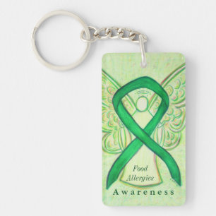 Food Allergies Angel Awareness Ribbon Keychain