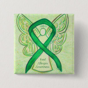 Food Allergies Awareness Angel Green Ribbon Pin
