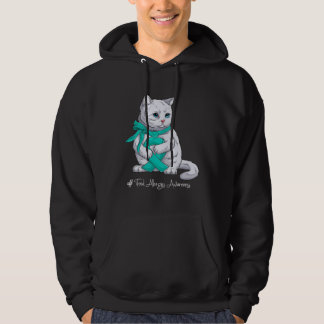 Food Allergies Awareness Month Teal Ribbon Cat Hoodie