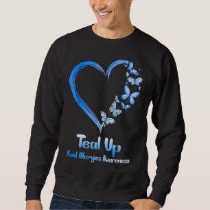 Food Allergies Awareness Teal Heart Sweatshirt