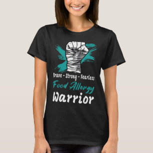 Food Allergies Awareness Warrior Support Teal Ribb T-Shirt