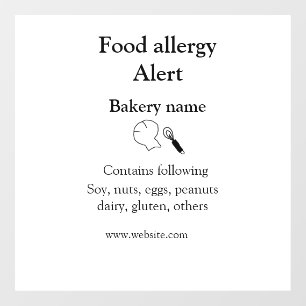Food allergy alert add name text food items invita