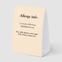Food allergy alert add name text food items invita