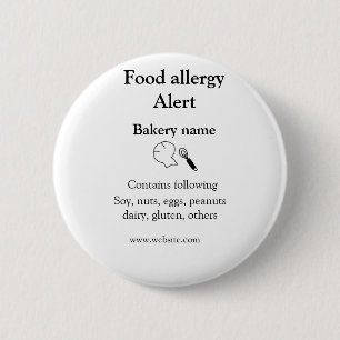 Food allergy alert add name text food items invita 6 cm round badge