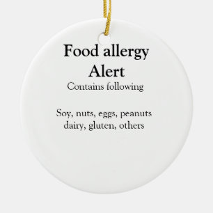 Food allergy alert add name text food items invita ceramic ornament
