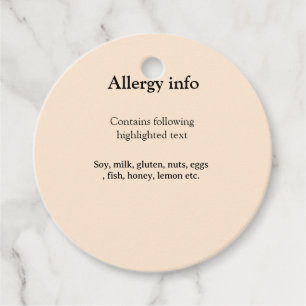 Food allergy alert add name text food items invita favour tags