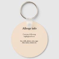Food allergy alert add name text food items invita