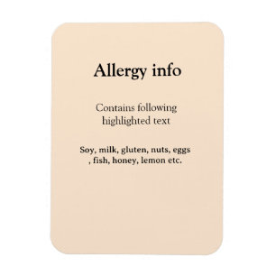 Food allergy alert add name text food items invita magnet