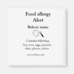 Food allergy alert add name text food items invita magnet