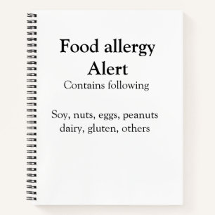 Food allergy alert add name text food items invita notebook