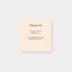 Food allergy alert add name text food items invita post-it notes