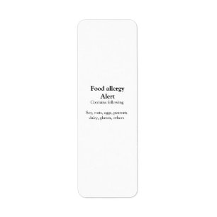 Food allergy alert add name text food items invita return address label