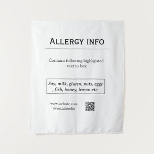 Food allergy alert add name text food items QR Tapestry