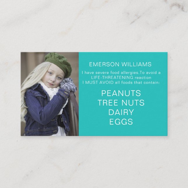 Food Allergy Alert Personalised Chef Playdate Card (Front)