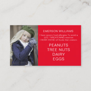 Food Allergy Alert Personalised Chef Playdate Card