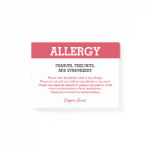 Food Allergy Alert Restaurant Personalised