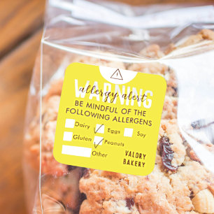 Food Allergy Alert Safety Square Sticker