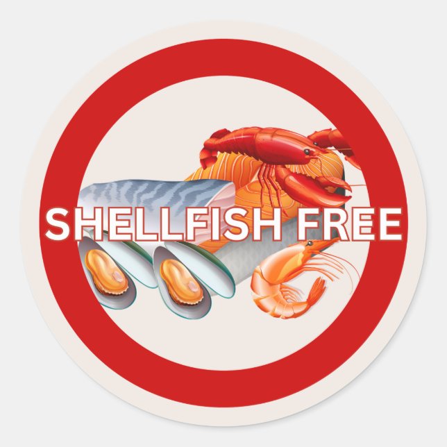  Food Allergy Alert Shellfish Free Classic  Round Sticker (Front)