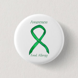Food Allergy Awareness Green Ribbon Custom Art Pin