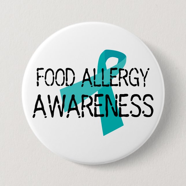 Food Allergy Awareness Teal Ribbon 7.5 Cm Round Badge (Front)