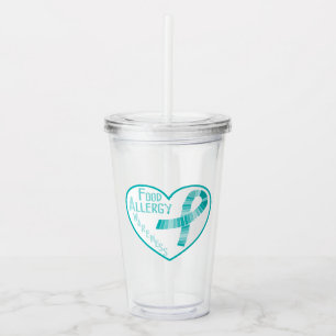 Food Allergy Awareness Teal Ribbon Acrylic Tumbler